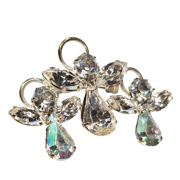 Rhinestone Angel Brooch Trio Clear AB Crystal Holiday Christmas Pin, Gift Box - Picture 8 of 9